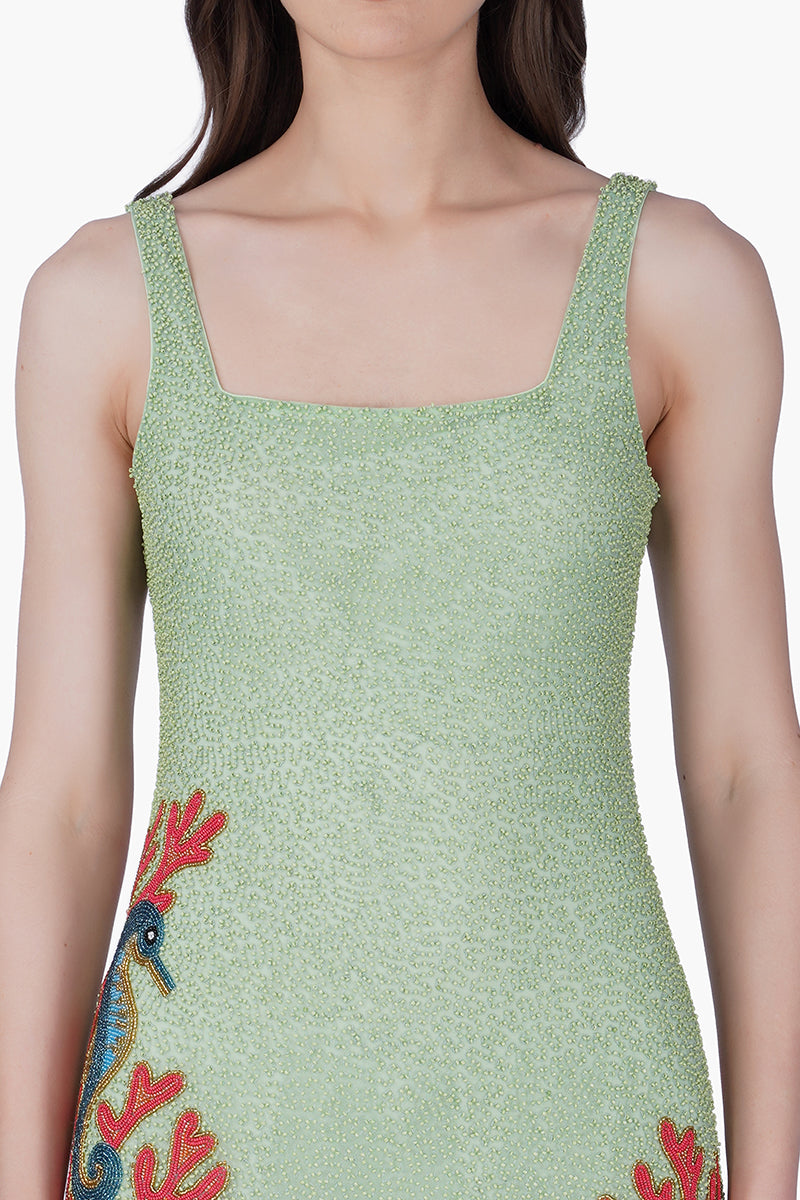 Crown Of Coral Seahorse Beaded Dress | View 6