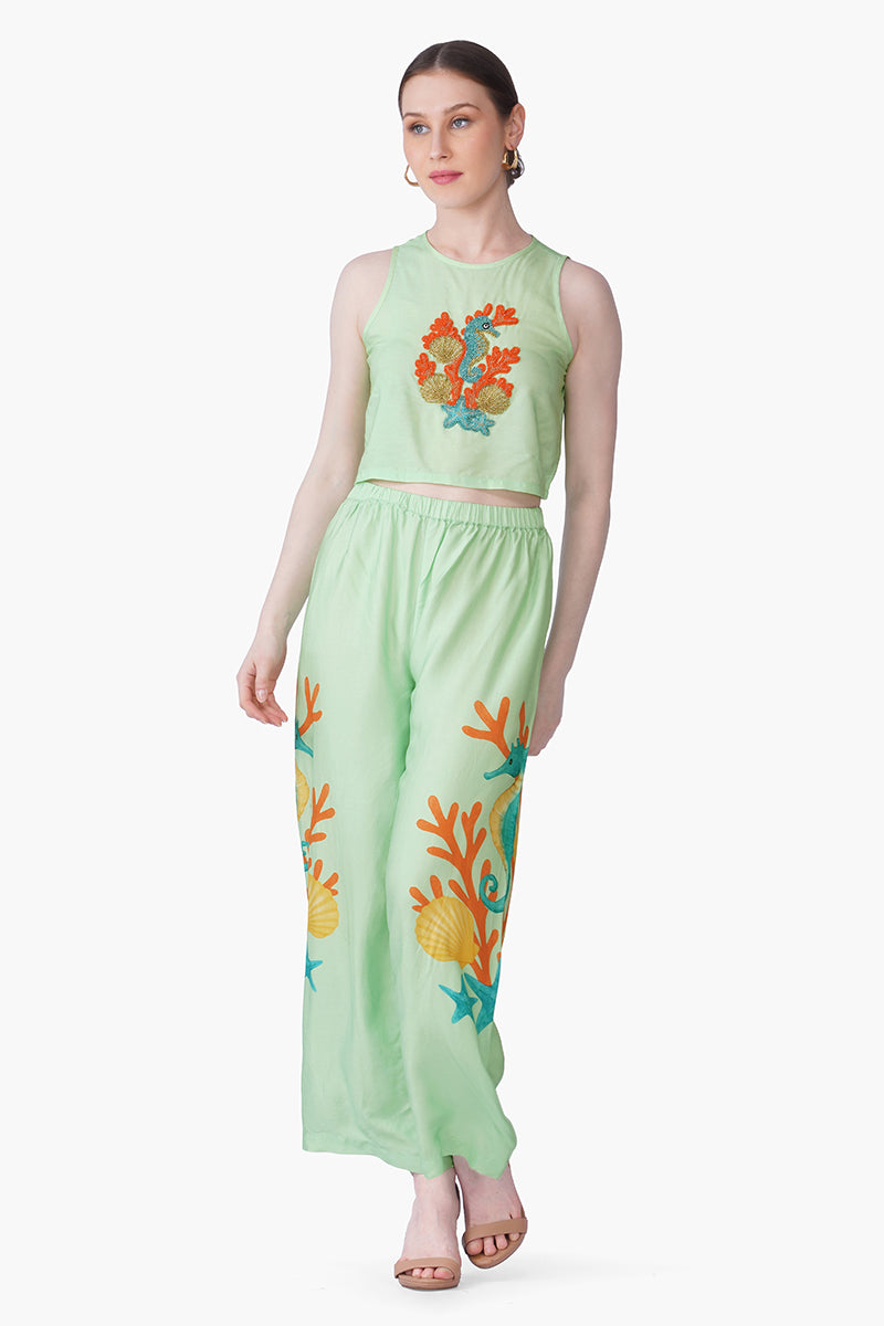 Under The Green Seahorse Embellished Top | view 2