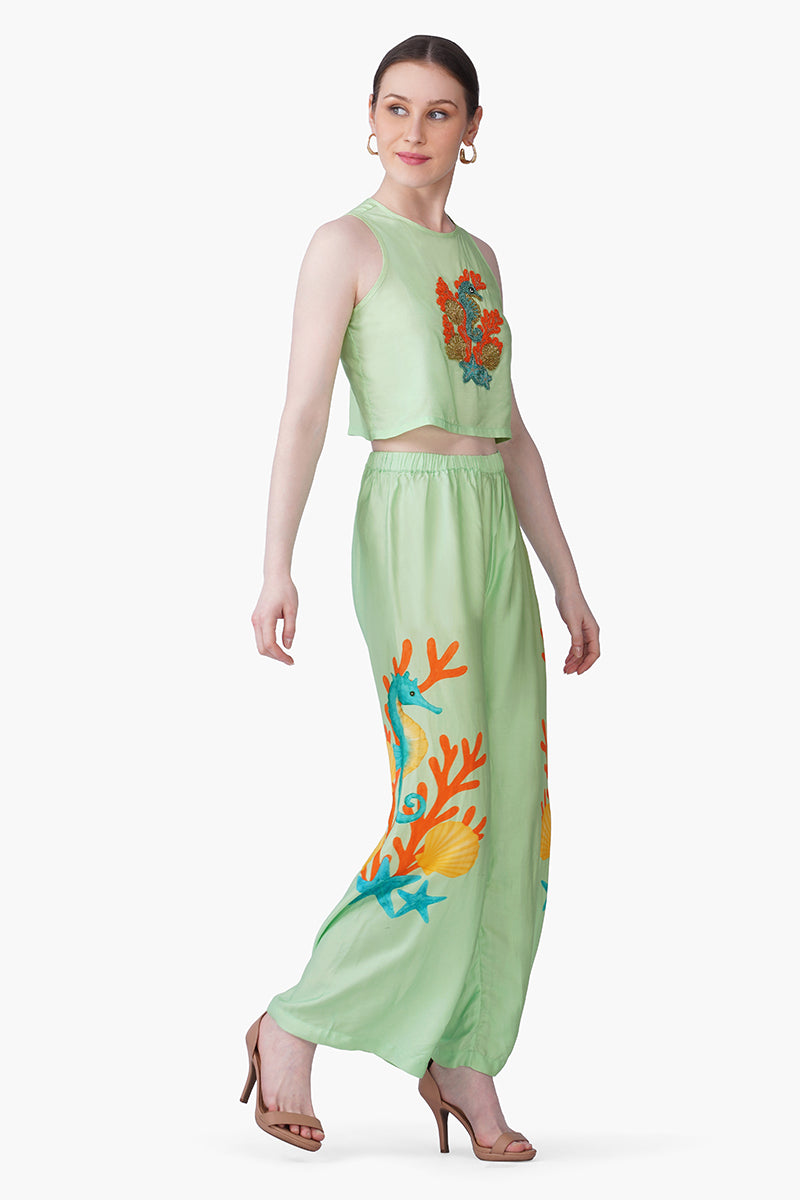 Under The Green Seahorse Embellished Top | View 3