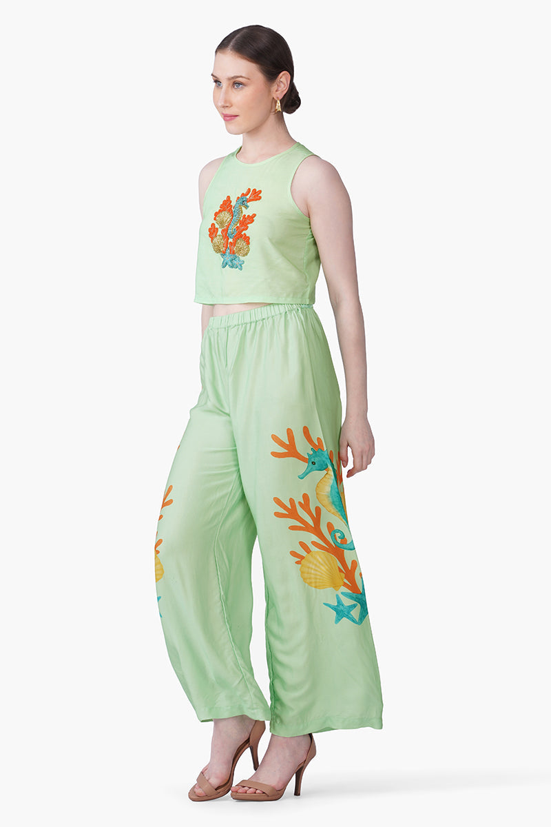 Under The Green Seahorse Embellished Top | View 4