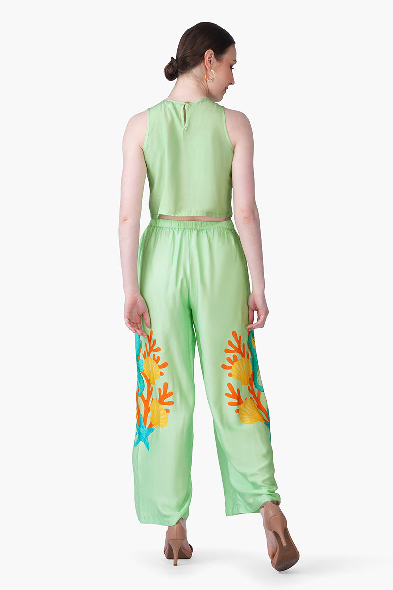 Under The Green Seahorse Embellished Top