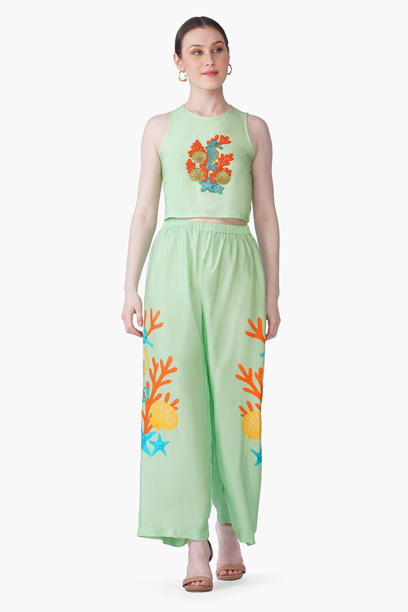 Under The Green Sea Horse Printed Pants | view 1