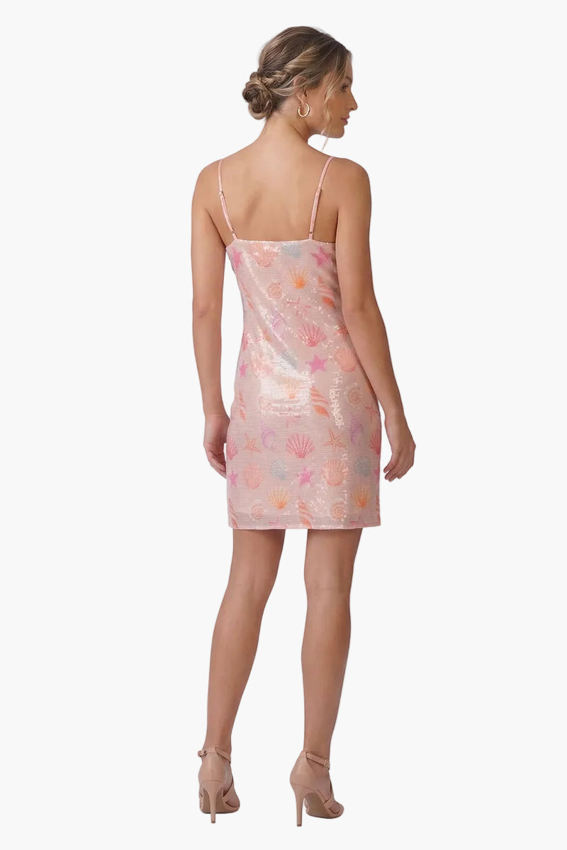 Peach Sequinned Shores Bodycon Dress