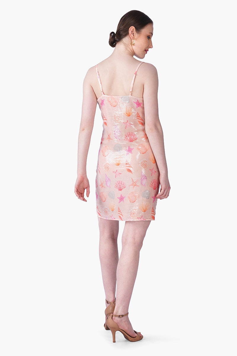 Peach Sequinned Shores Bodycon Dress
