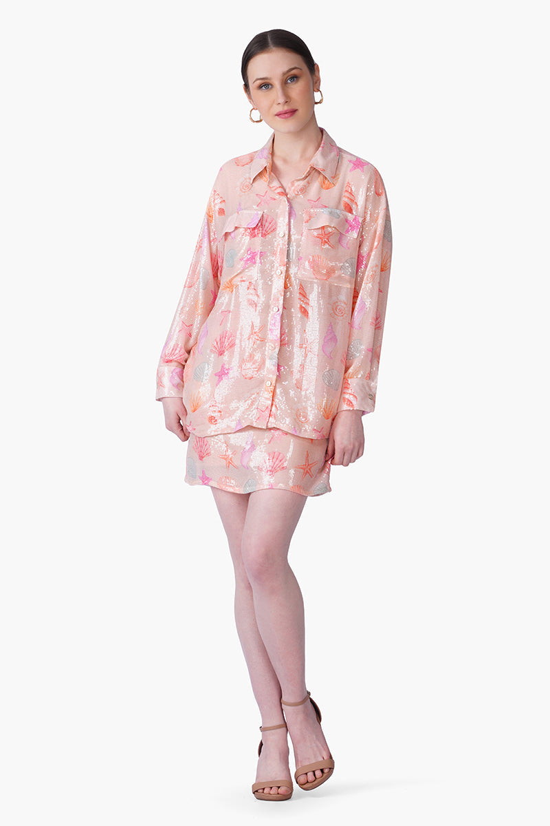 Peach Sequinned Shores Shirt | view 2