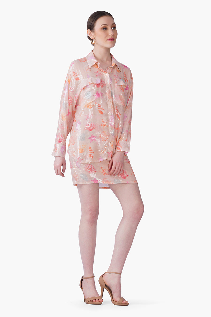 Peach Sequinned Shores Shirt