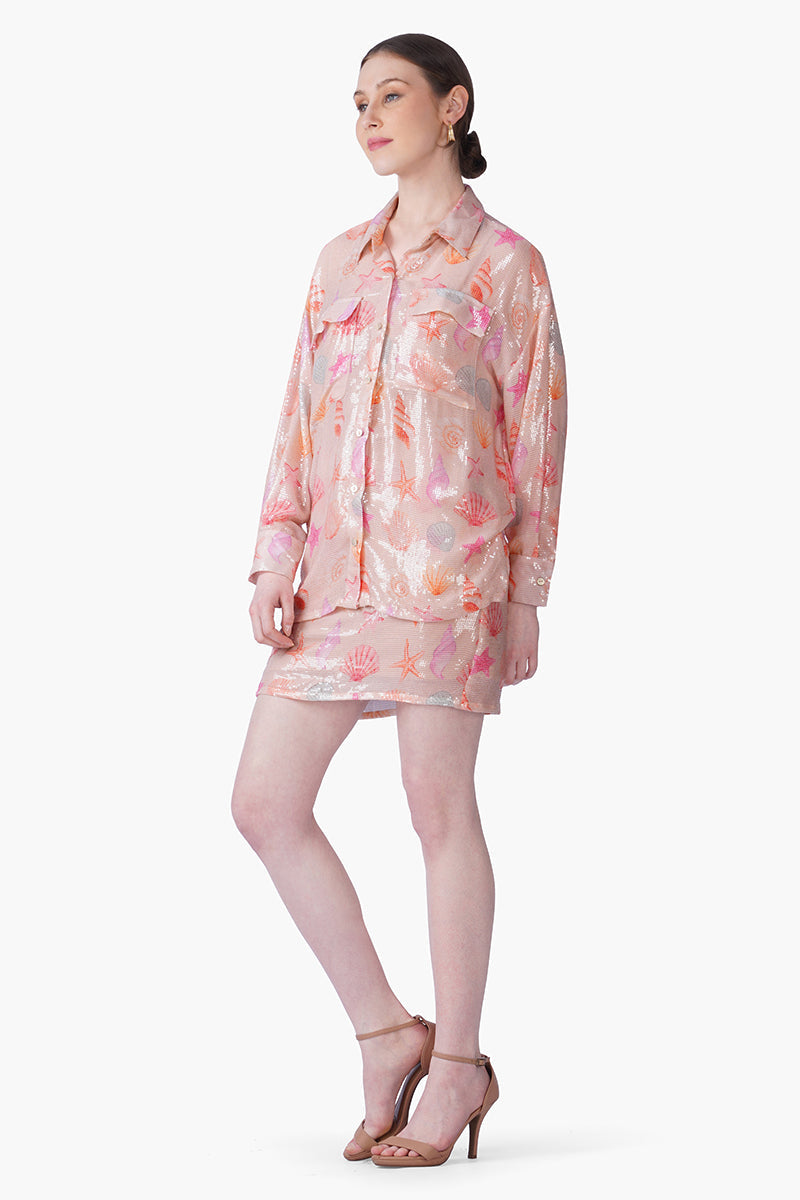 Peach Sequinned Shores Shirt | View 4