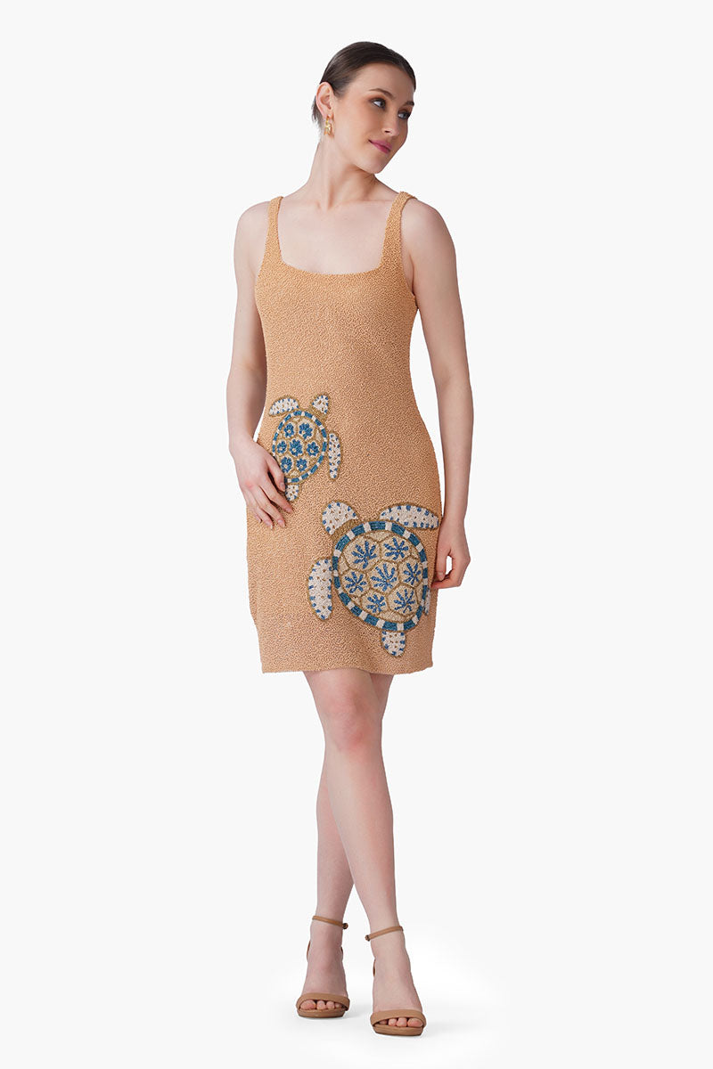 Ocean Turtle Embroidered Bodycon Dress | view 2