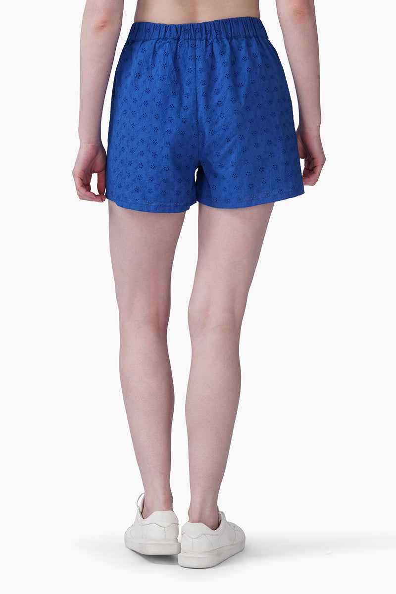 Marine Blue Schiffli Shorts