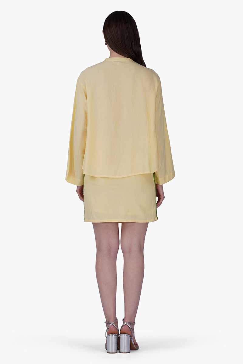 Lemonade Embroidered Yellow Flared Top