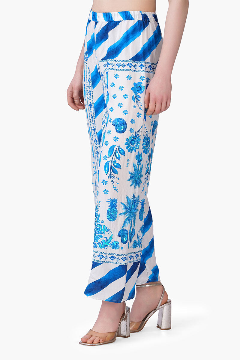 Porcelain Tide Fish Embellished Pants