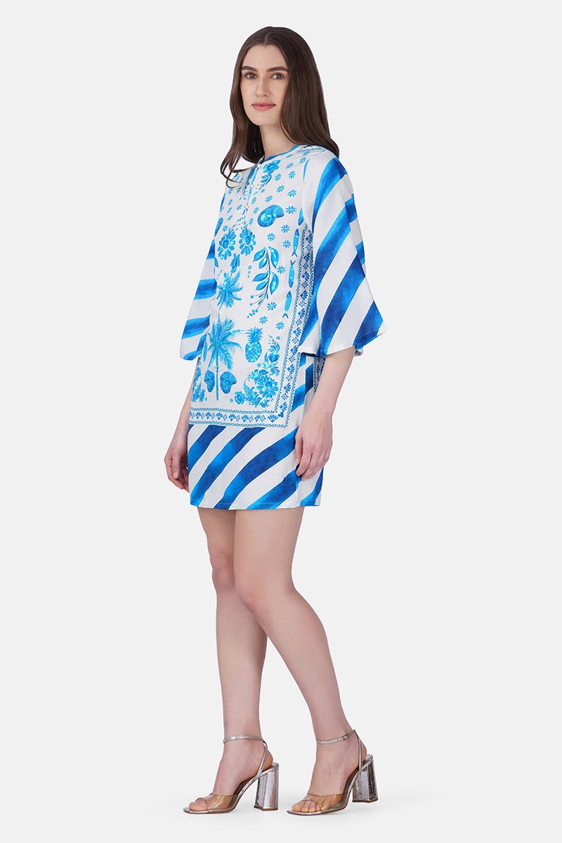 Porcelain Tide Fish Embellished Tunic