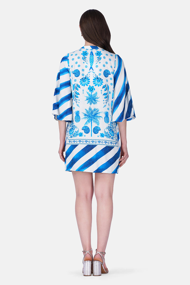 Porcelain Tide Fish Embellished Tunic