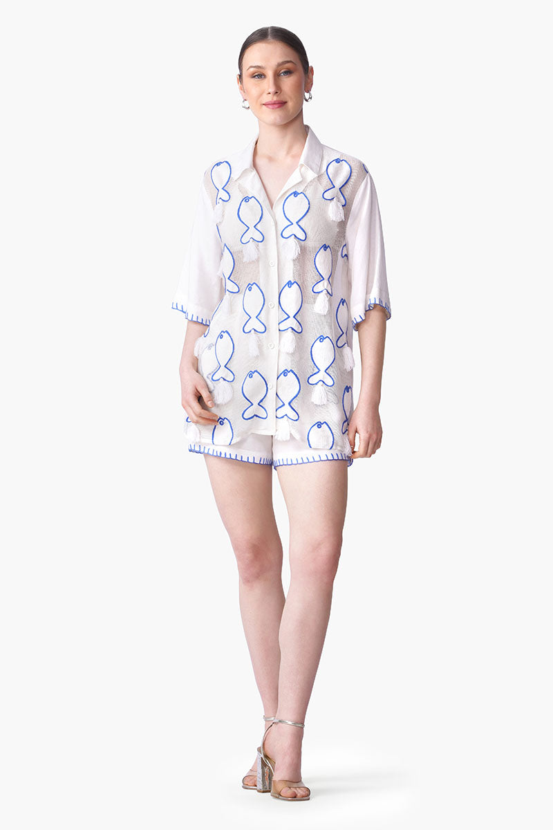 Net To Needle Fish Tassel Shirt