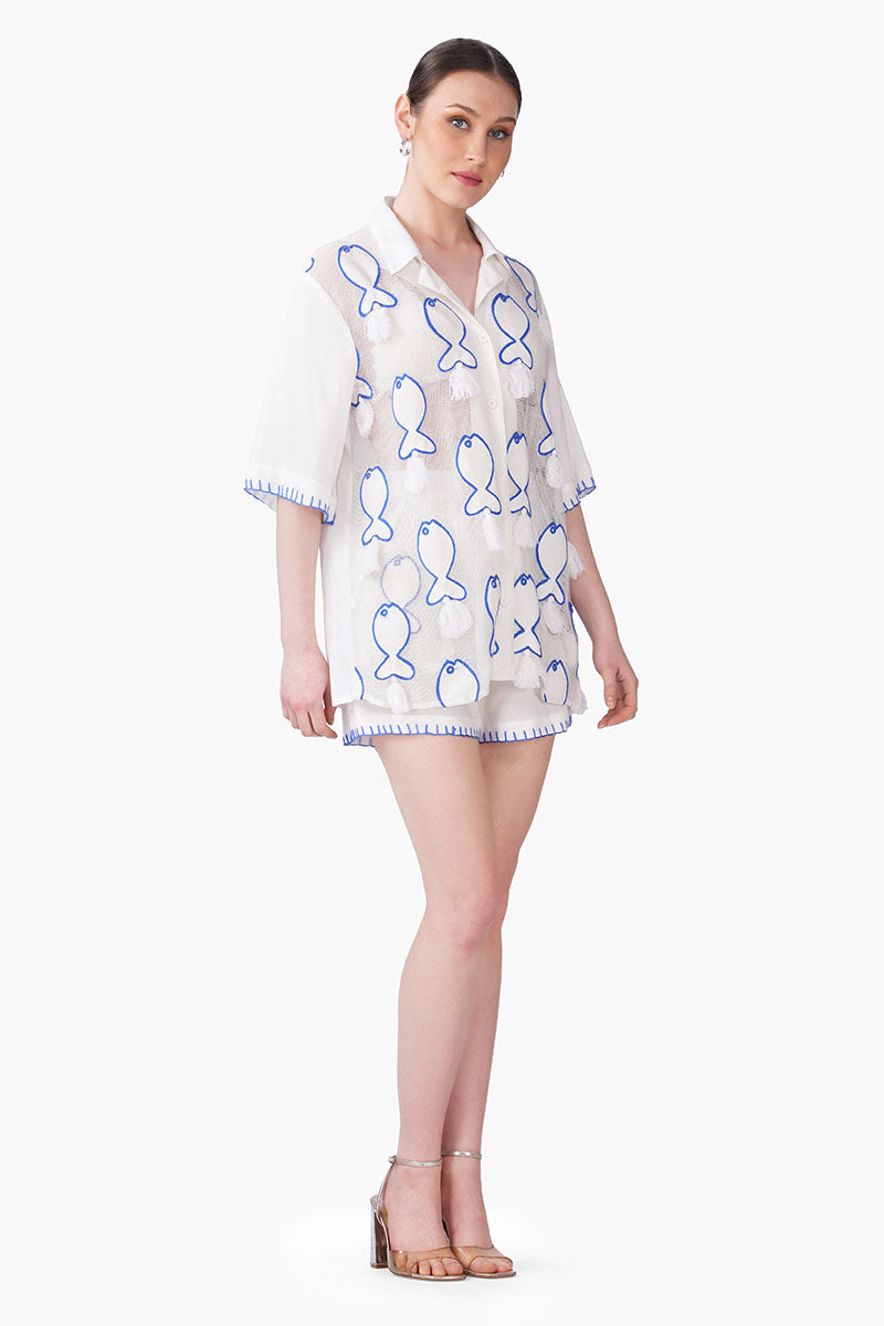 Net To Needle Fish Tassel Shirt