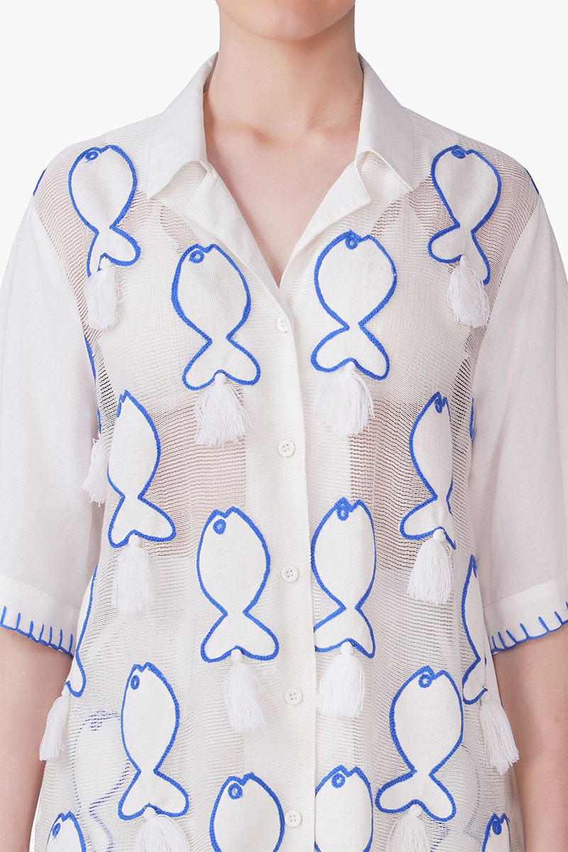 Net To Needle Fish Tassel Shirt