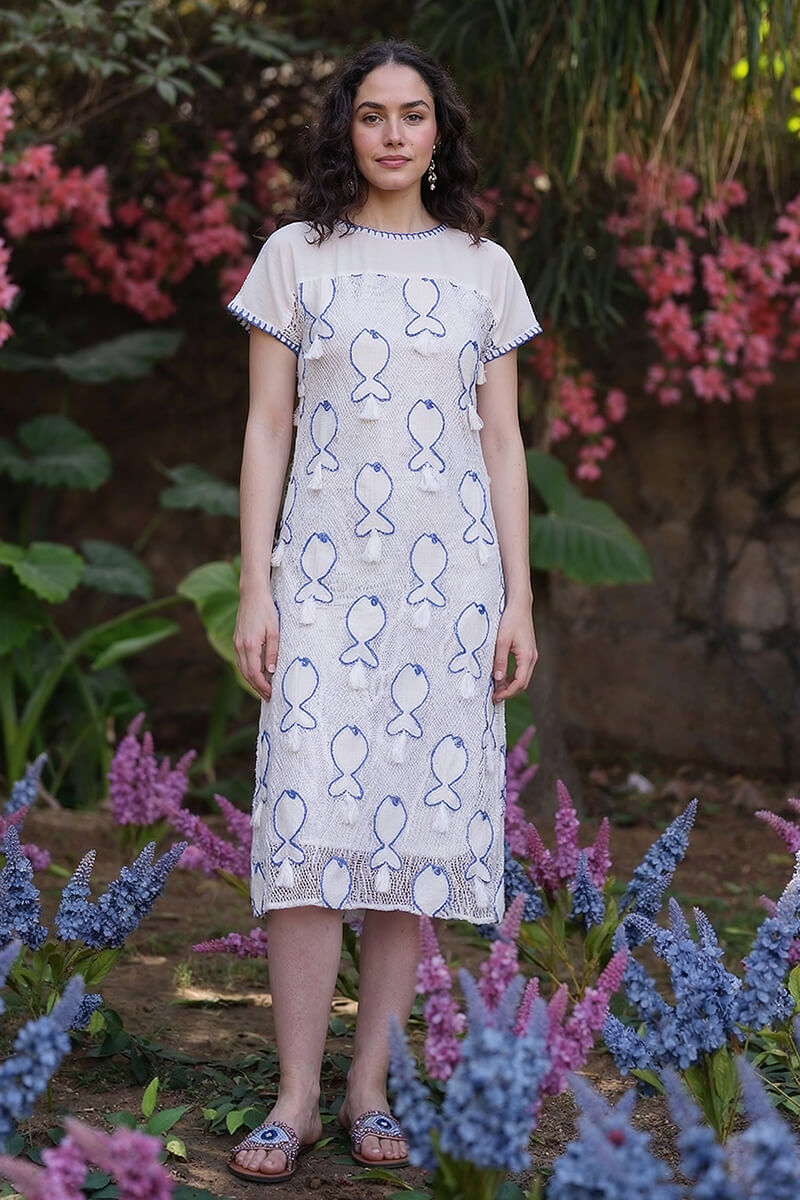 Net To Needle Fish Tassel Dress