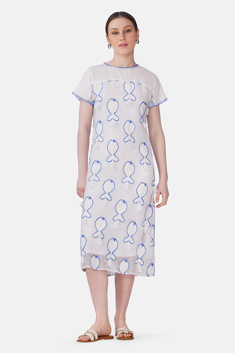 Net To Needle Fish Tassel Dress