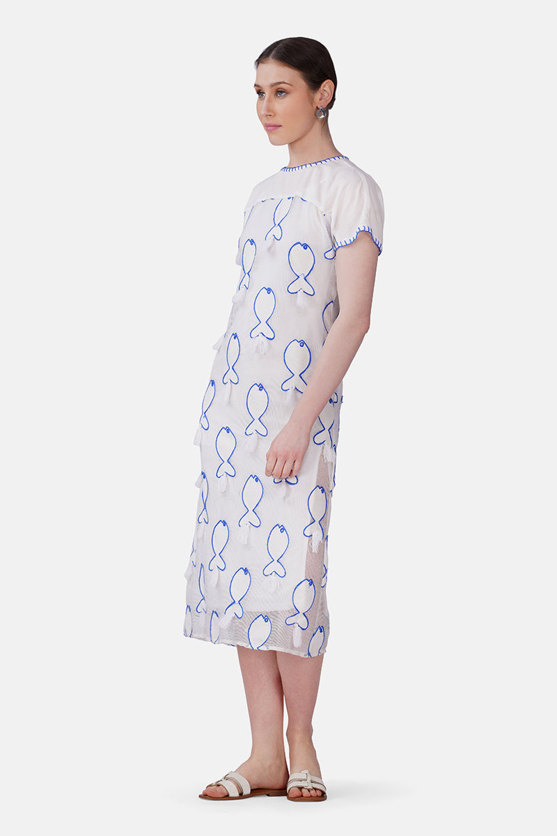 Net To Needle Fish Tassel Dress | View 4