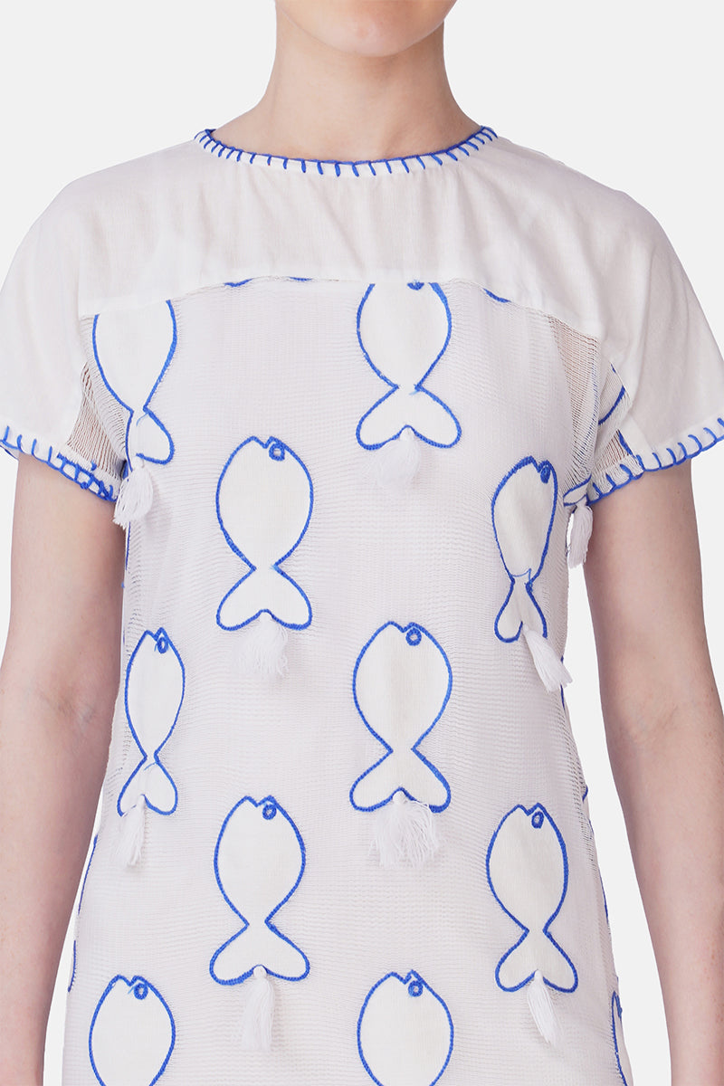 Net To Needle Fish Tassel Dress | View 6