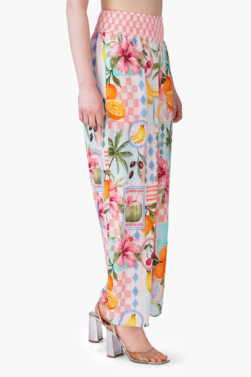 Hibiscus Fruit Print Summer Pants