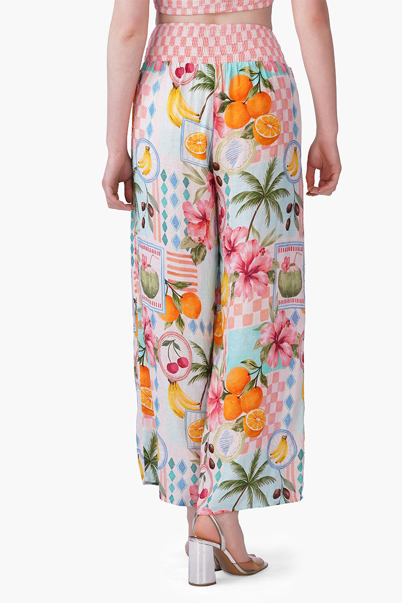 Hibiscus Fruit Print Summer Pants
