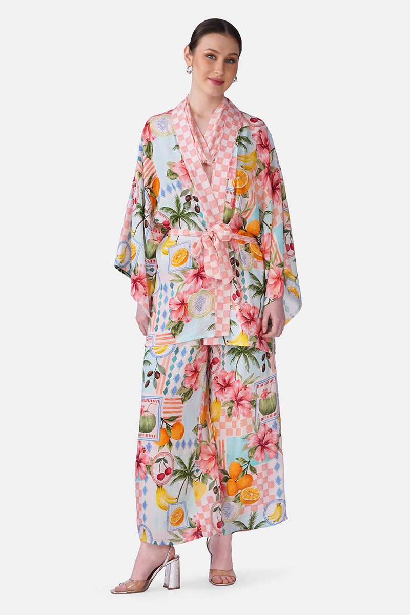 Hibiscus Fruit Print Summer Cover Up