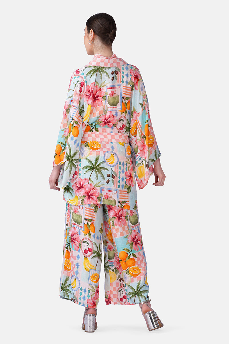 Hibiscus Fruit Print Summer Cover Up