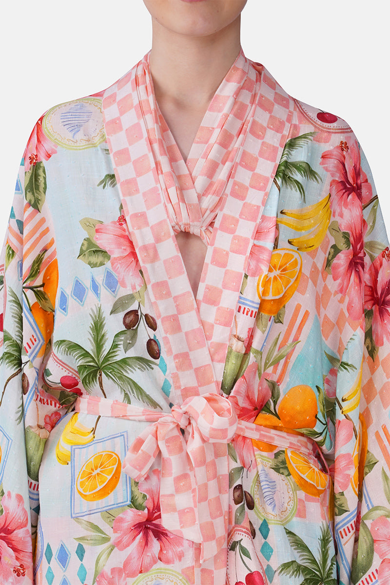 Hibiscus Fruit Print Summer Cover Up