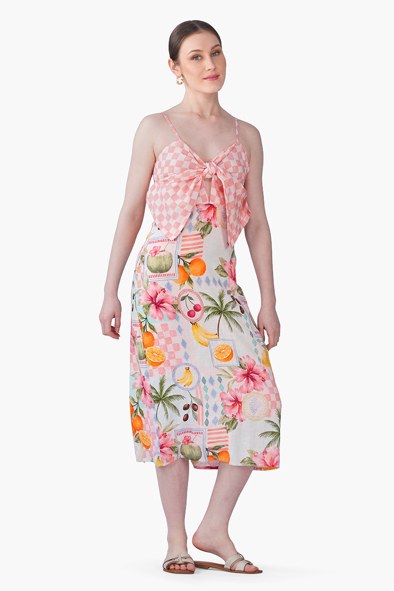 Hibiscus Fruit Print Summer Printed Bow Dress | view 2