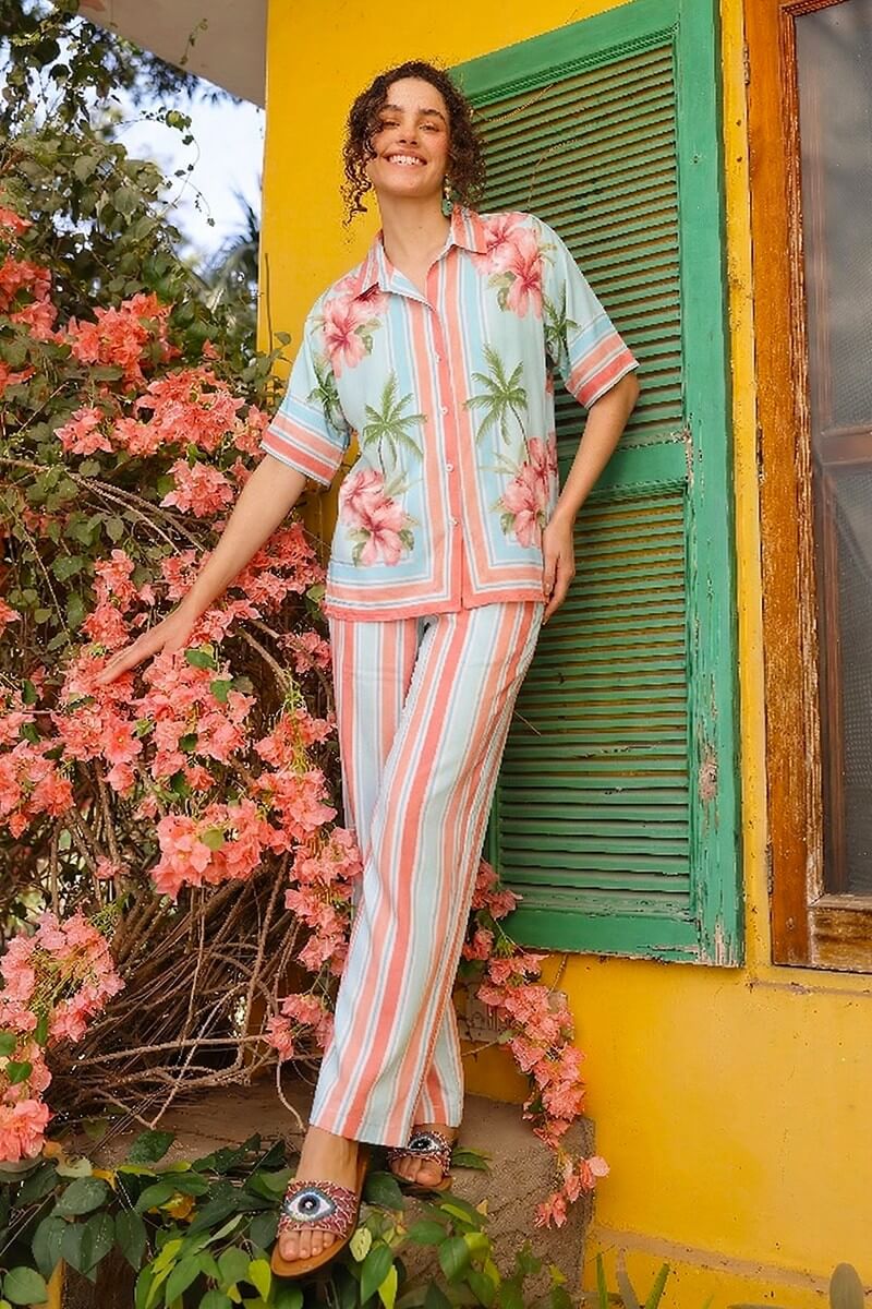 Scarlet Hibiscus Print Shirt