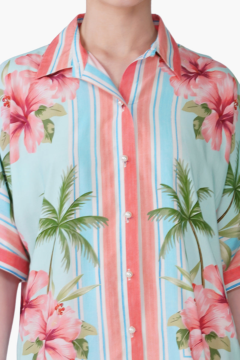 Scarlet Hibiscus Print Shirt | View 6