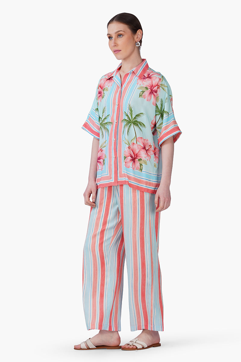 Scarlet Hibiscus Print Shirt