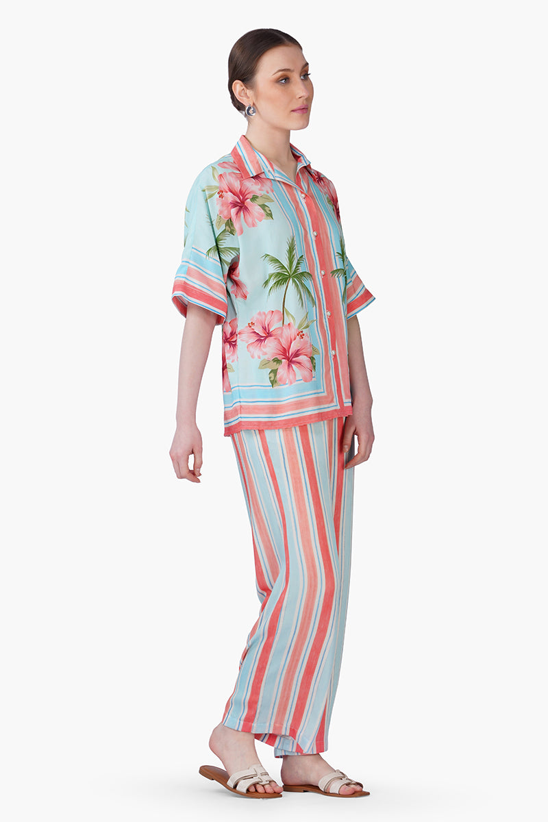 Scarlet Hibiscus Print Shirt