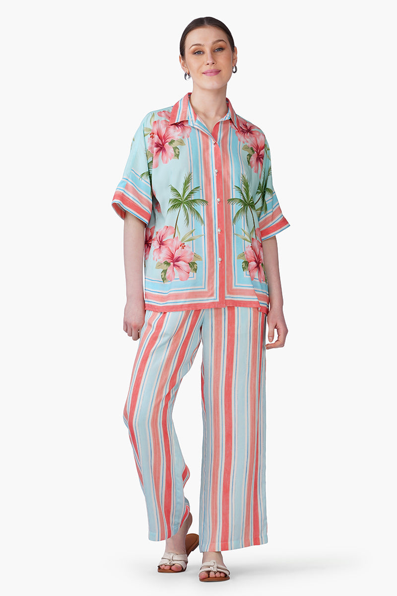 Scarlet Bloom Strip Print Pants | view 1