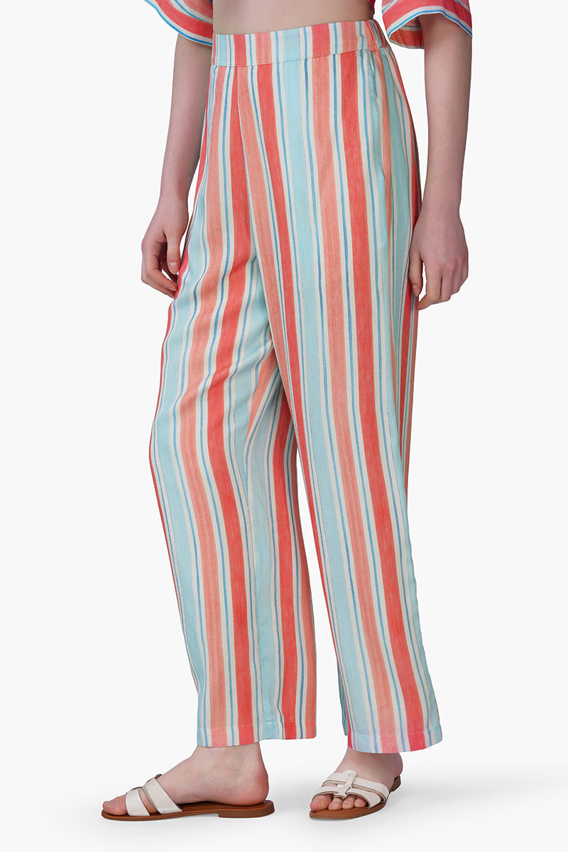 Scarlet Bloom Strip Print Pants | View 3