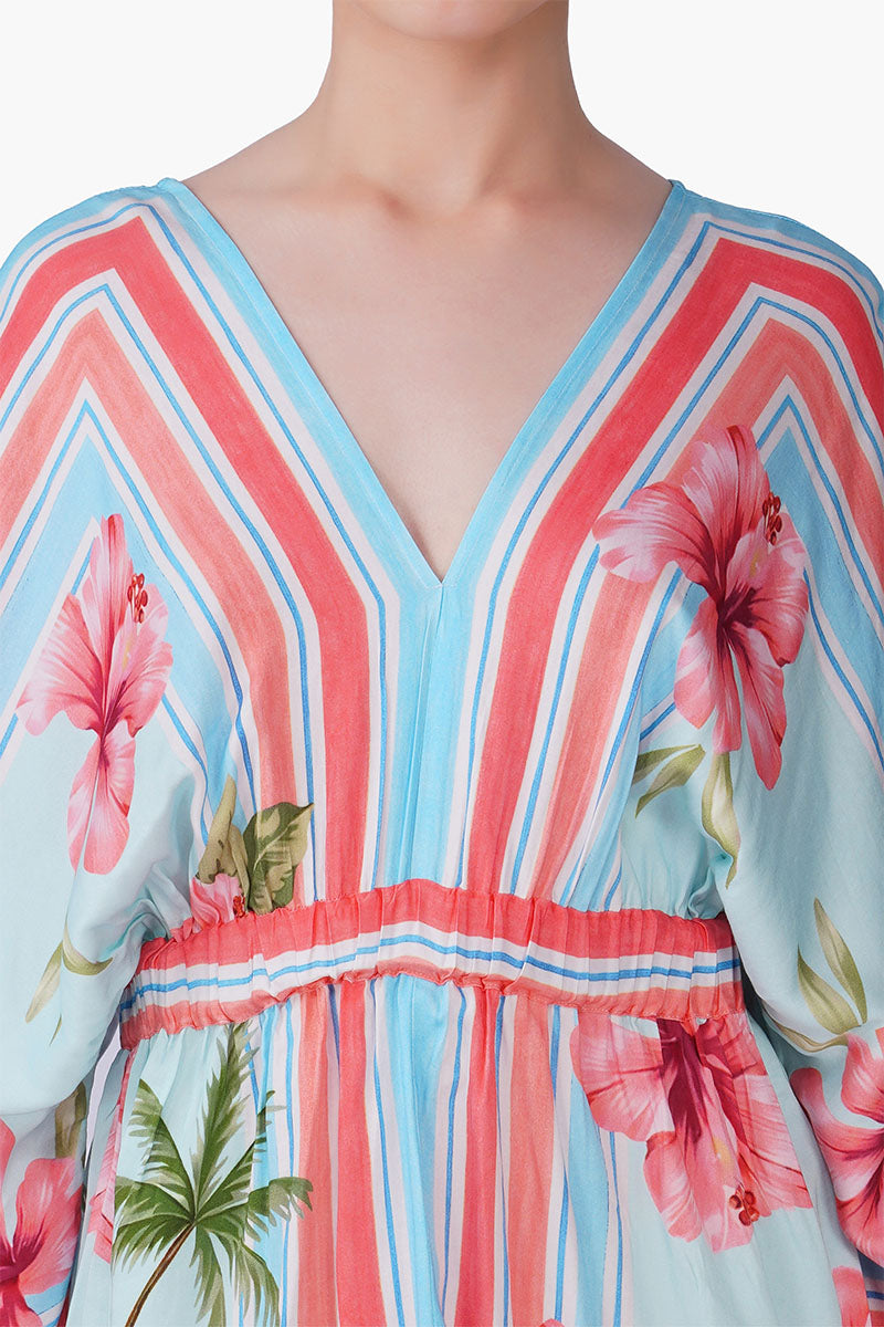 Scarlet Hibiscus Print Short Dress