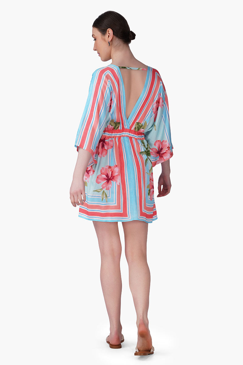 Scarlet Hibiscus Print Short Dress