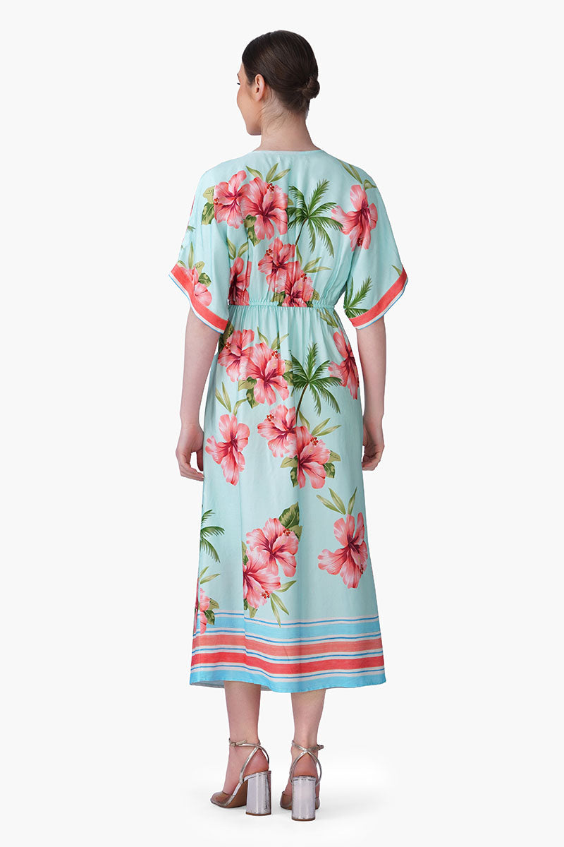 Scarlet Hibiscus Print Long Dress