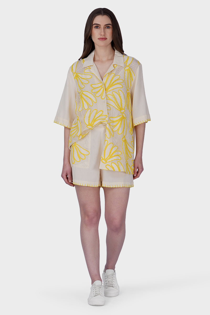 Sunset Banana Embroidered Shorts
