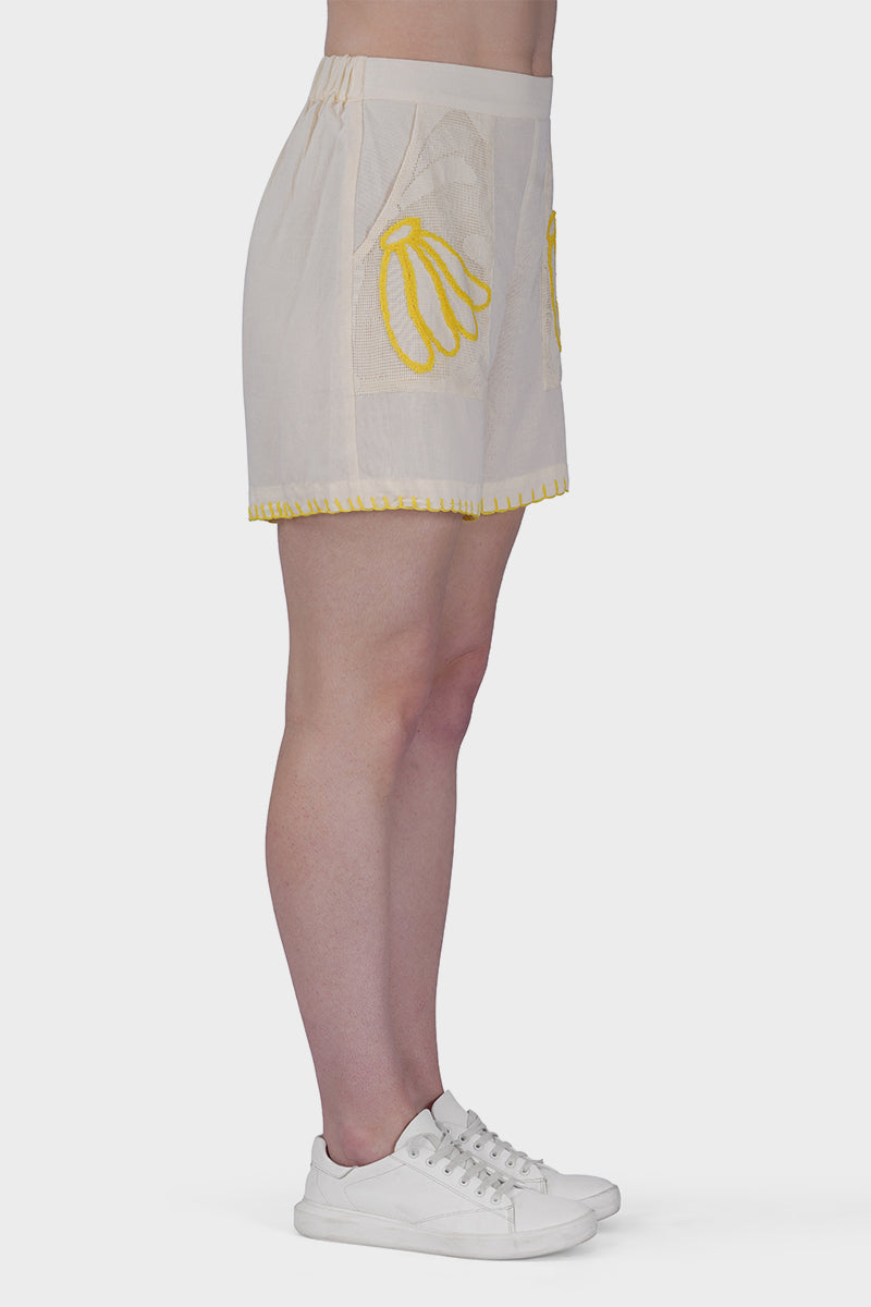 Sunset Banana Embroidered Shorts