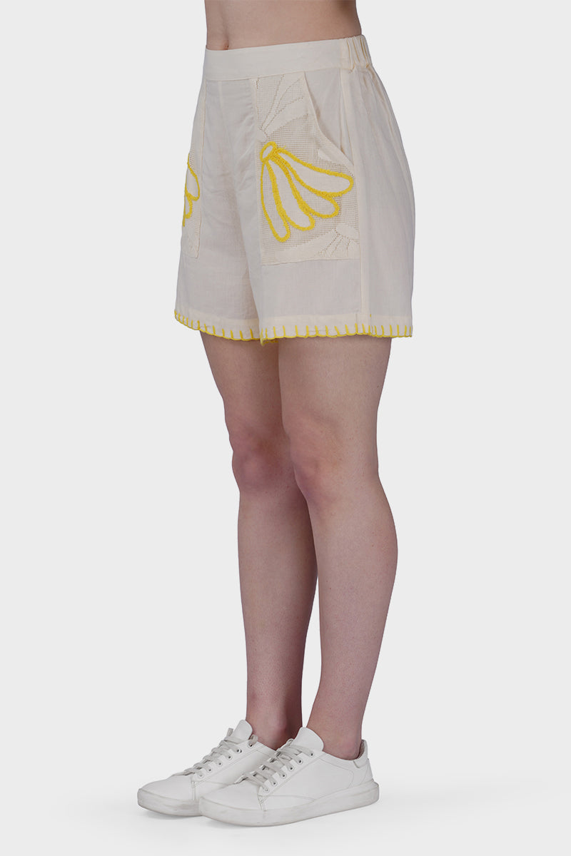 Sunset Banana Embroidered Shorts | View 3