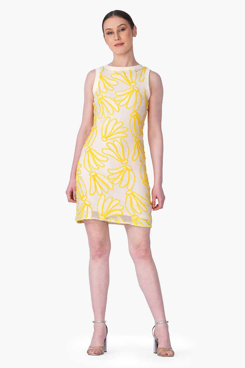 Sunset Banana Embroidered Bodycon Dress