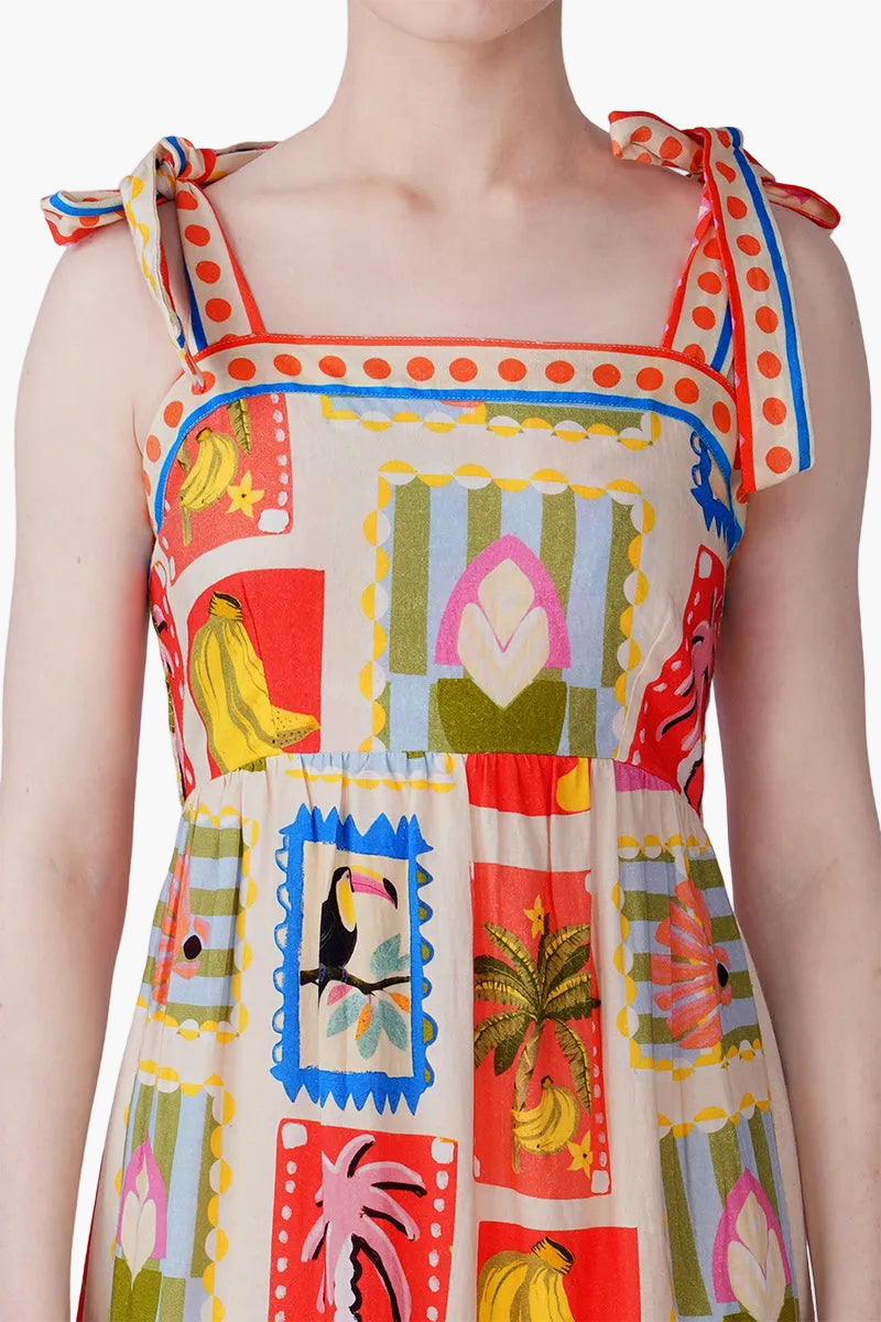 Toucan Pop Fruit Long Dress | View 6