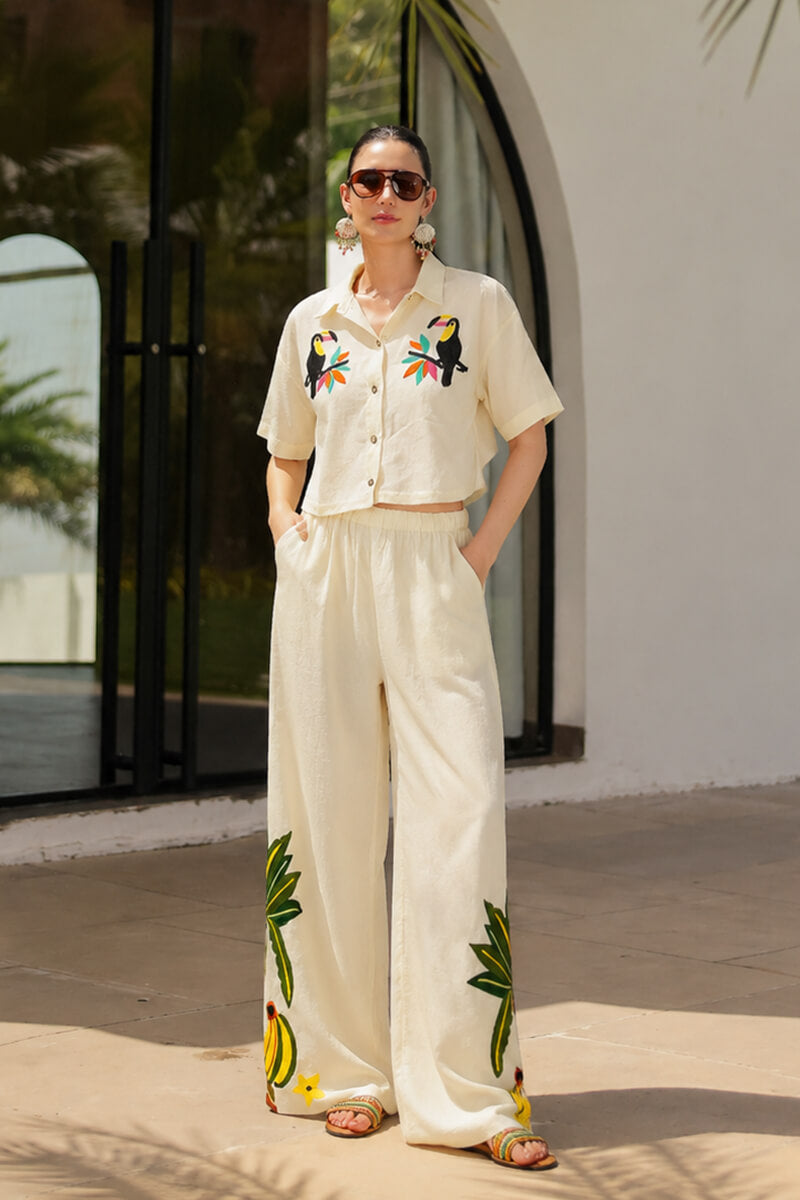 Toucan Carnival Embroidered Pants | view 1