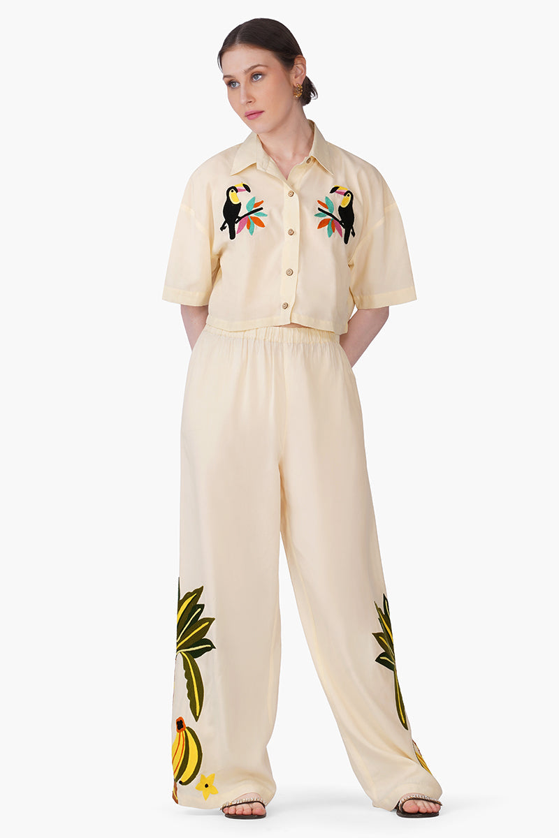 Toucan Carnival Embroidered Pants | View 1