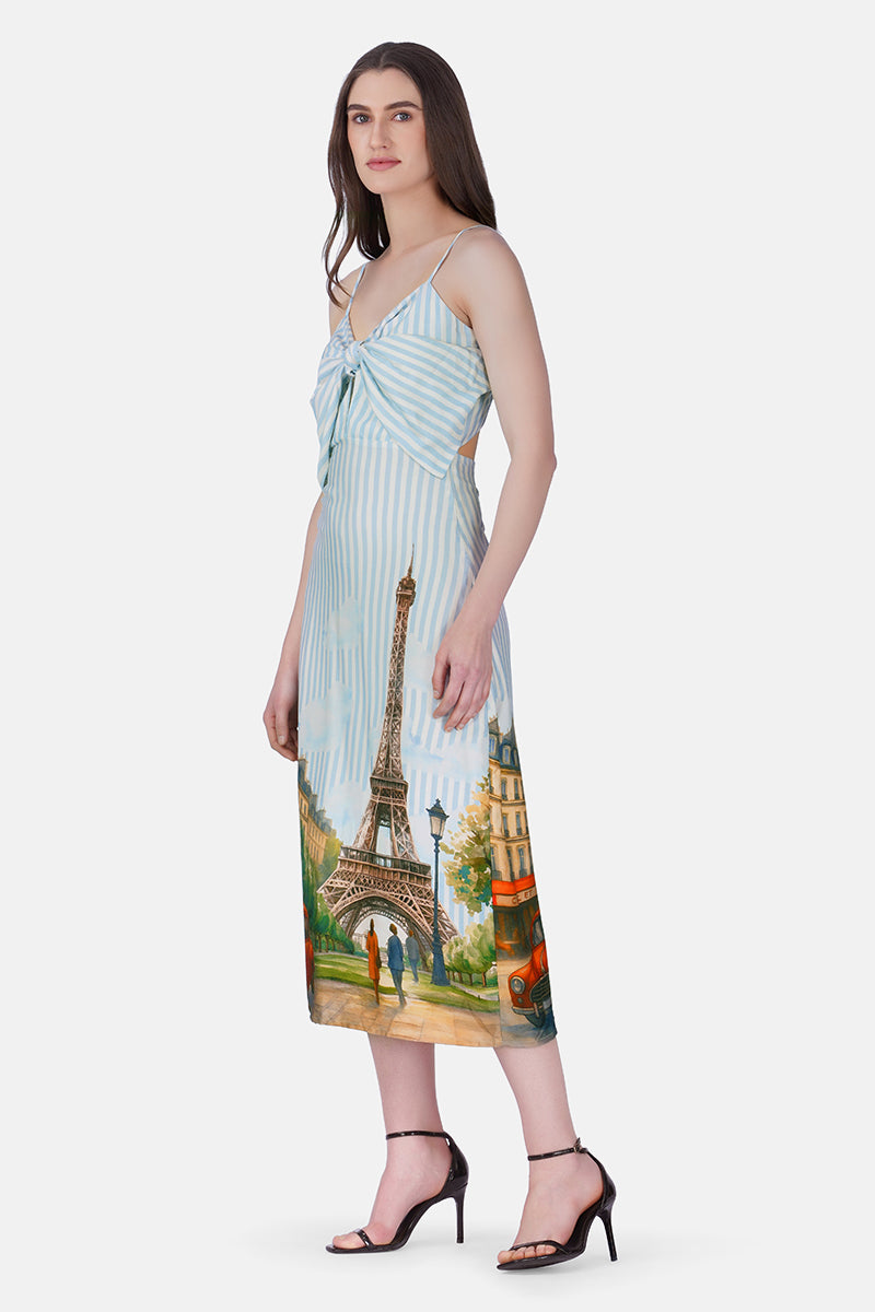 Love In Paris Printed Bow Dress