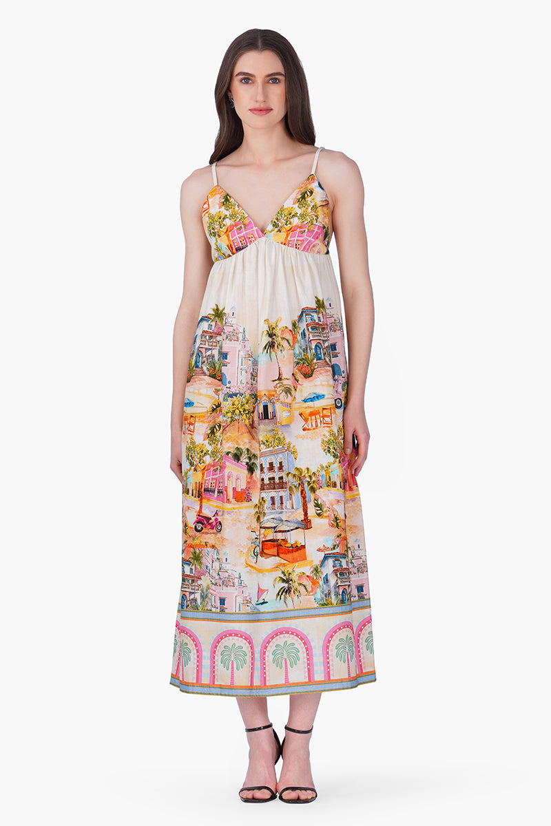 Summer Escape Vacation Print Long Dress | view 2
