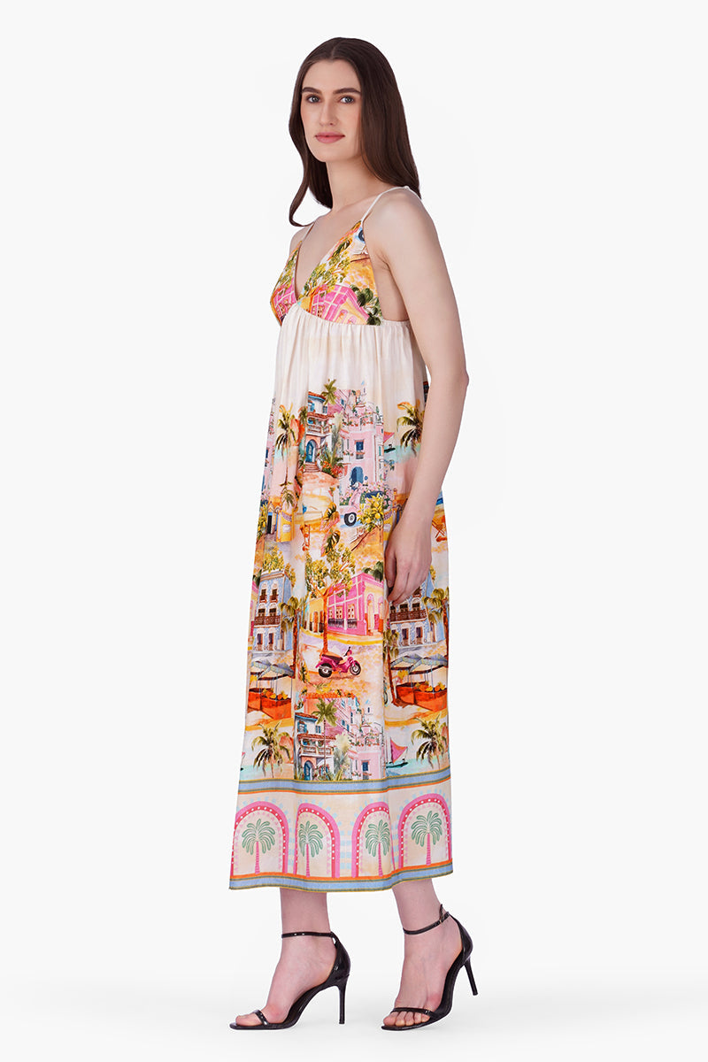 Summer Escape Vacation Print Long Dress | View 4