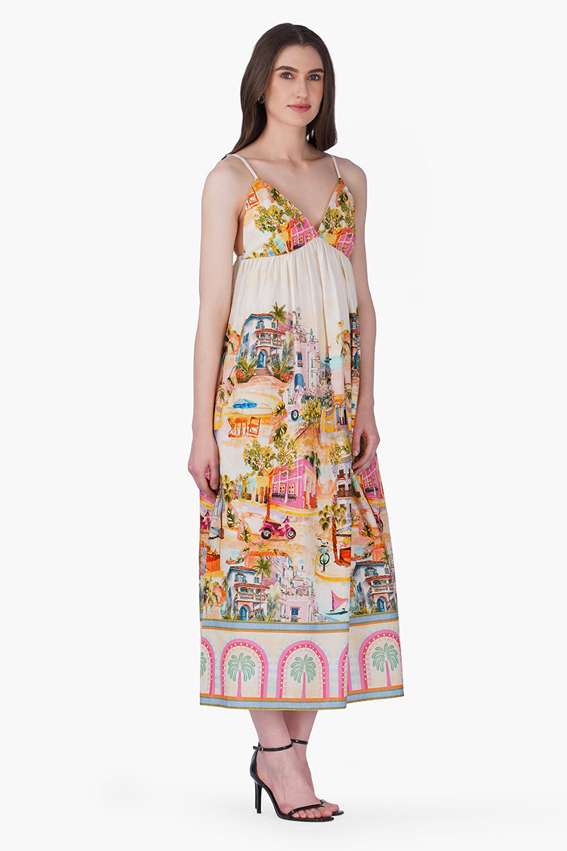 Summer Escape Vacation Print Long Dress | View 3